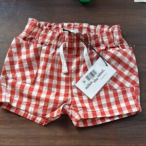 Kids Red Checkered Shorts
